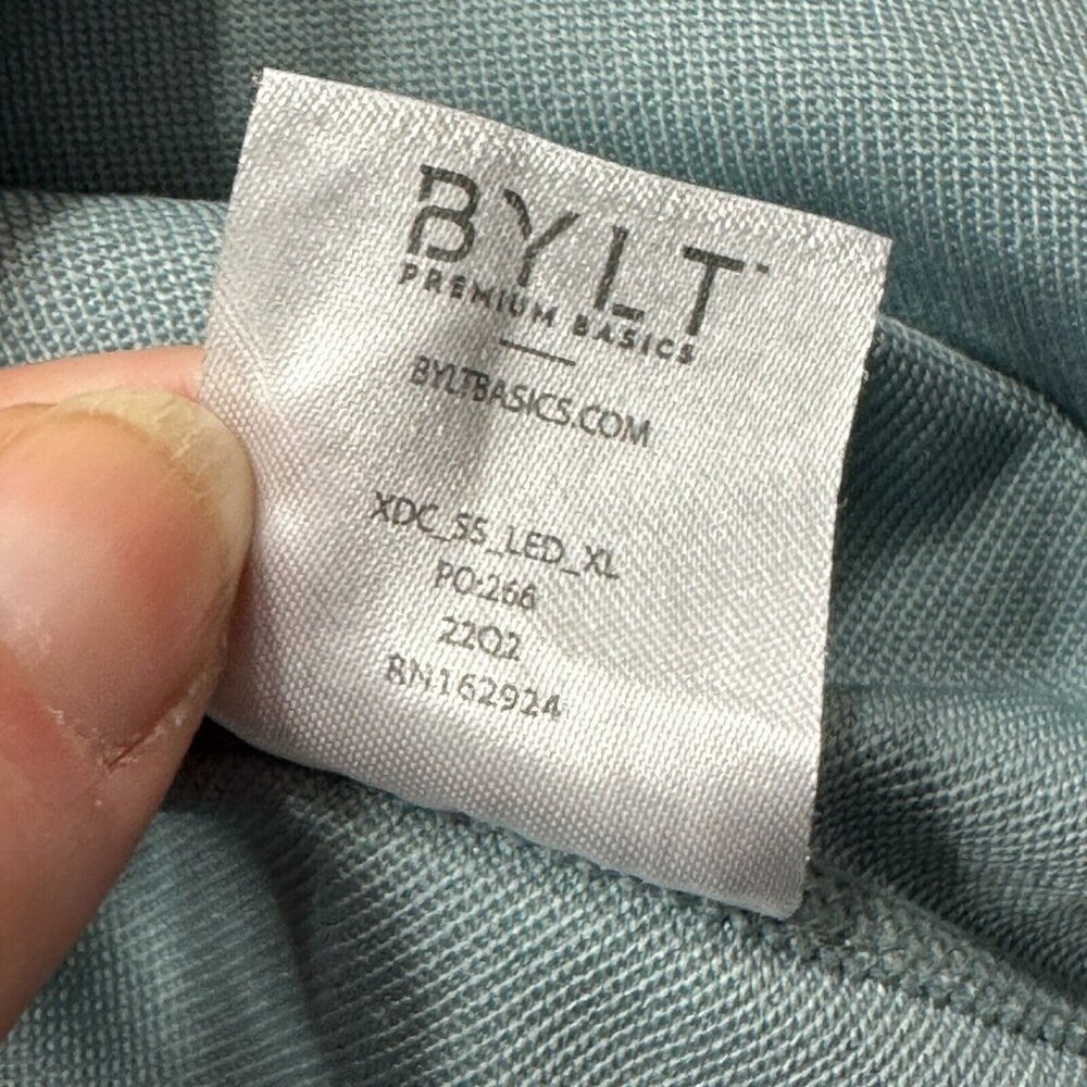 BYLT Shirt Men XL Blue Short Sleeve Crew Neck Performance Drop Cut Curved Hem 62 - Picture 9 of 15